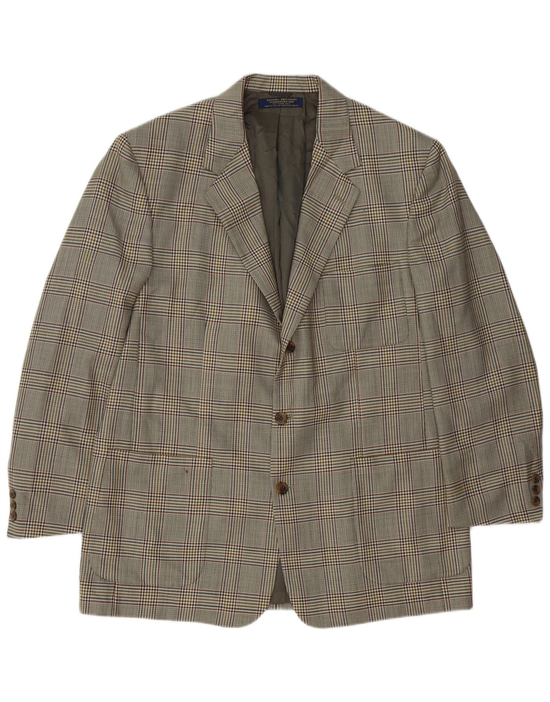 Jachetă pentru bărbați Brooks Brothers, cu 3 nasturi, IT 54 2XL, lână gri Houndstooth