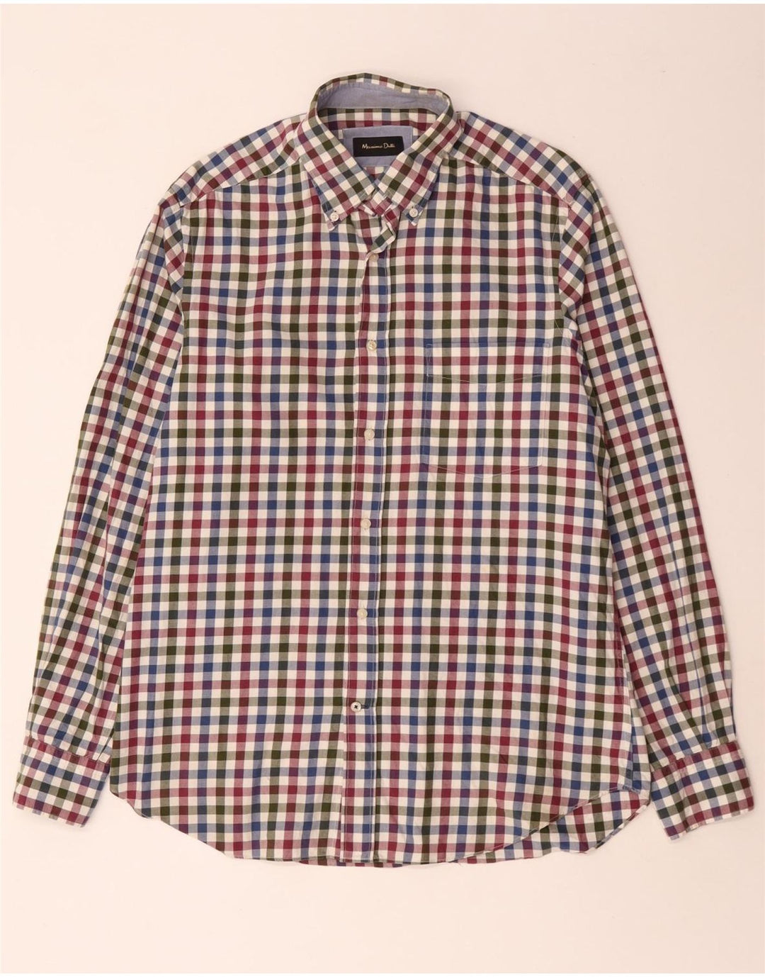 Cămașă de flanel pentru bărbați MASSIMO DUTTI, bumbac vichy multicolor mediu