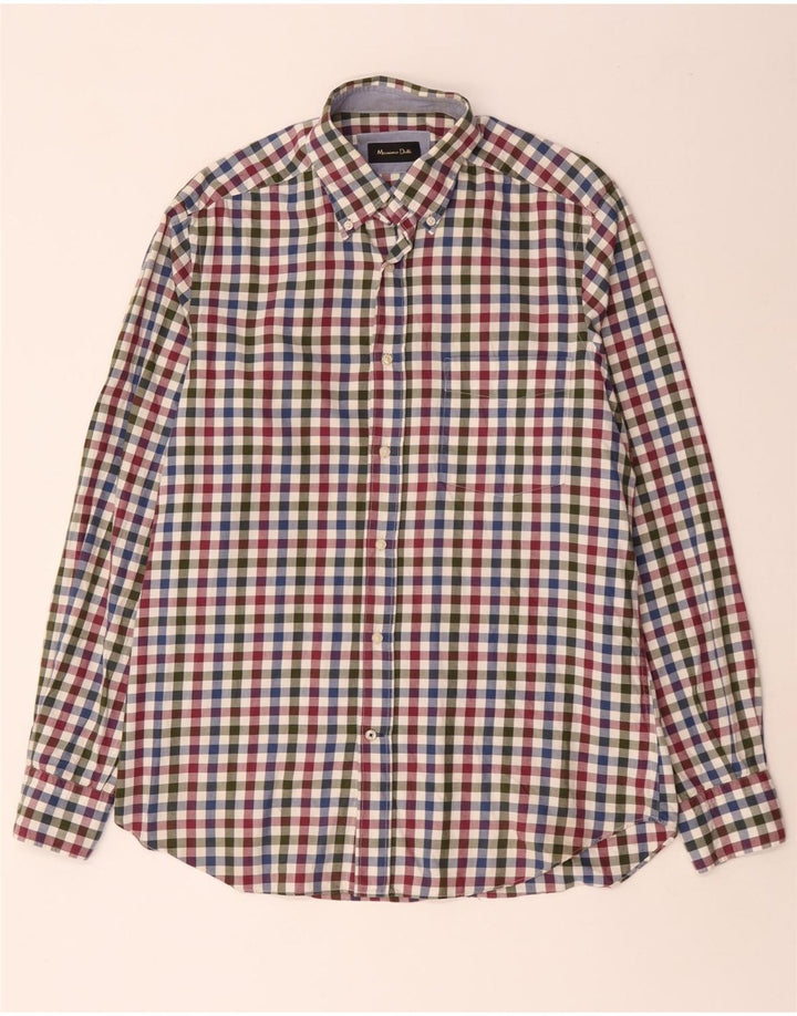 Cămașă de flanel pentru bărbați MASSIMO DUTTI, bumbac vichy multicolor mediu