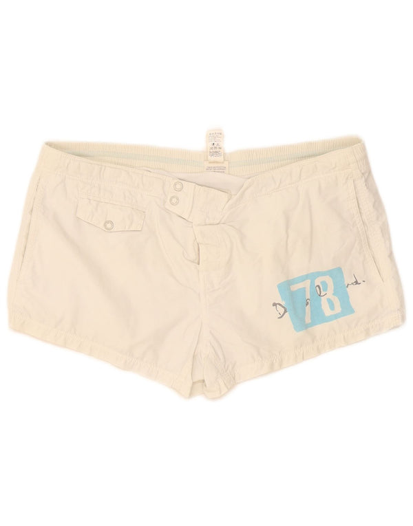 Pantaloni scurți casual cu grafic pentru femei Diesel, talie joasă, bumbac alb, mediu W30