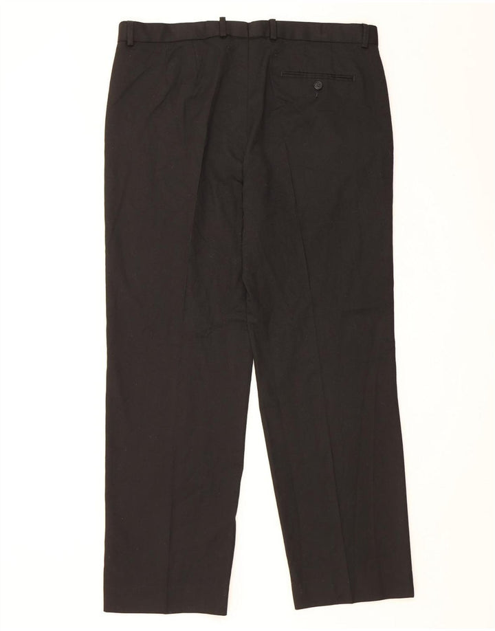 Pantaloni de costum pentru bărbați Marks & Spencer, cu ajustare normală, L38 L31, poliester negru