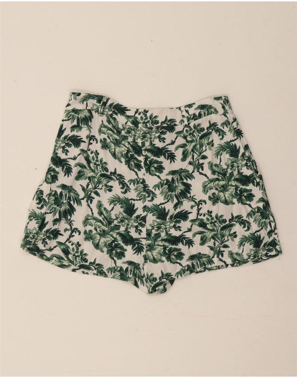 JACK WILLS Womens High Waist Chino Shorts UK 10 Small W26 Off White Floral