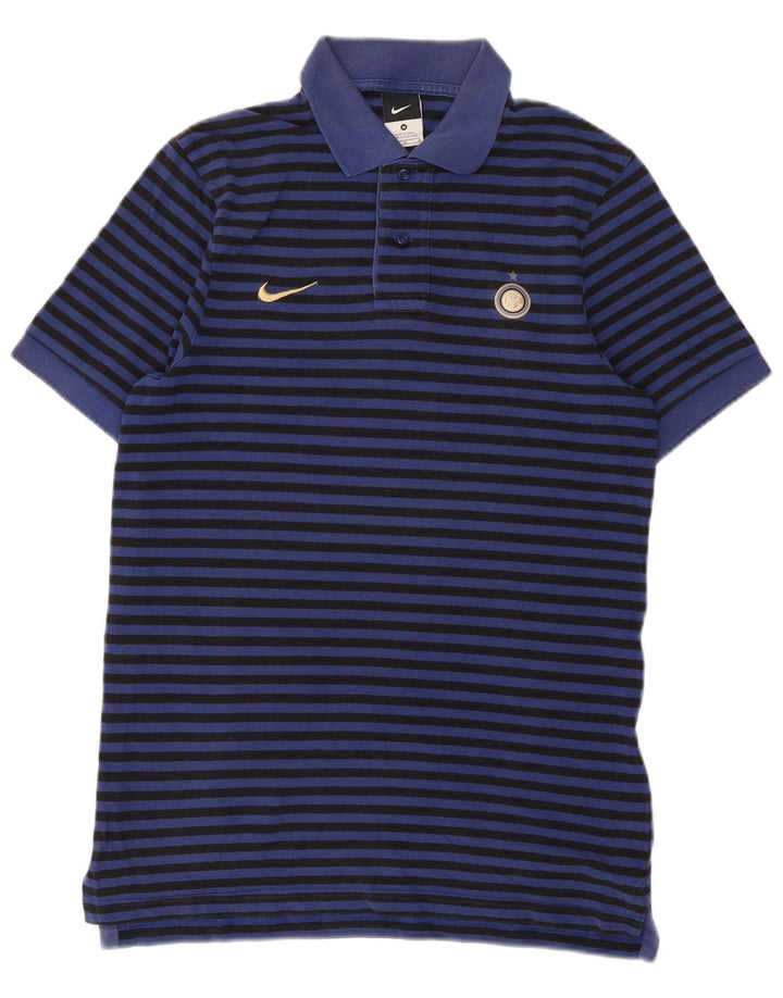Tricou polo Nike pentru bărbați Inter Milan, bumbac cu dungi, albastru bleumarin mediu