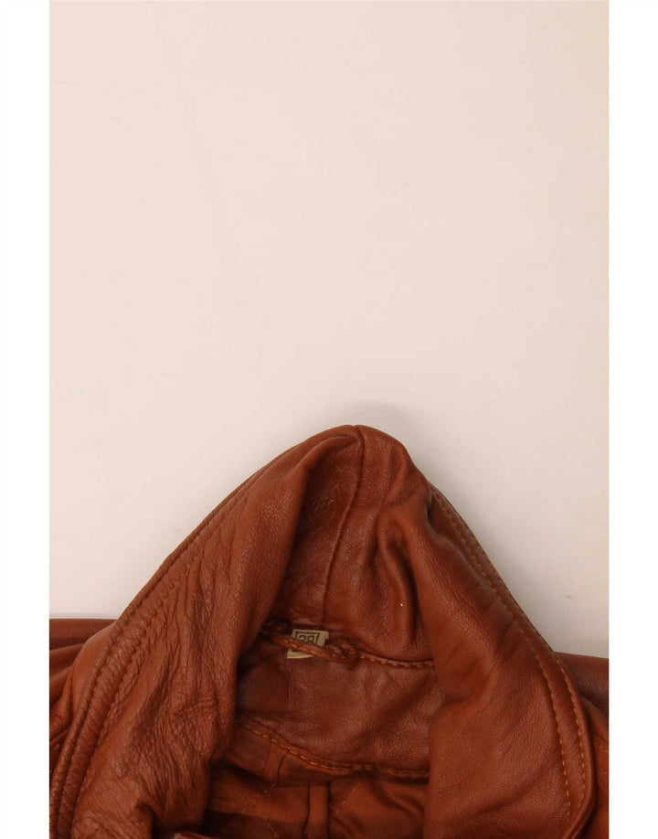 Vintage Womens Oversized Leather Coat EU 38 Medium Brown