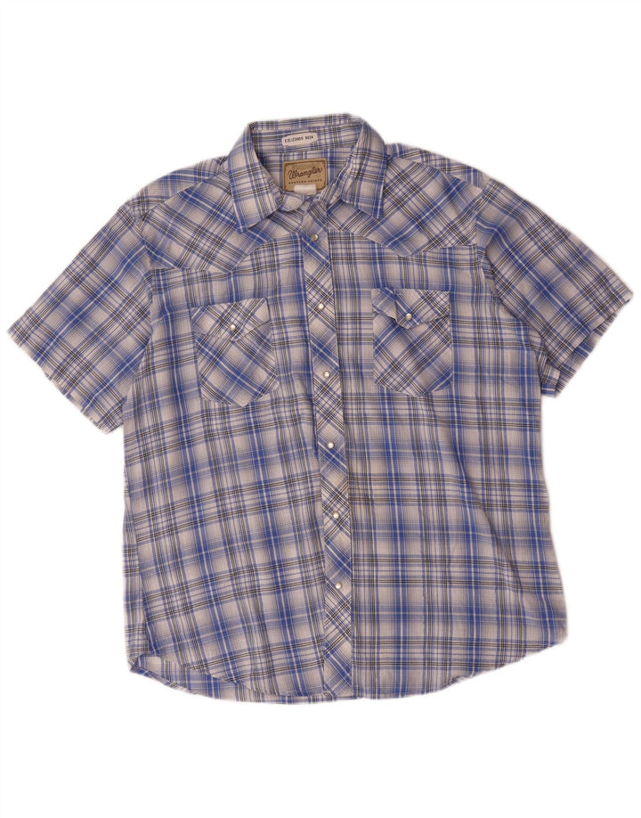 Cămașă Western cu mânecă scurtă pentru bărbați Wrangler, XL, carouri albastre