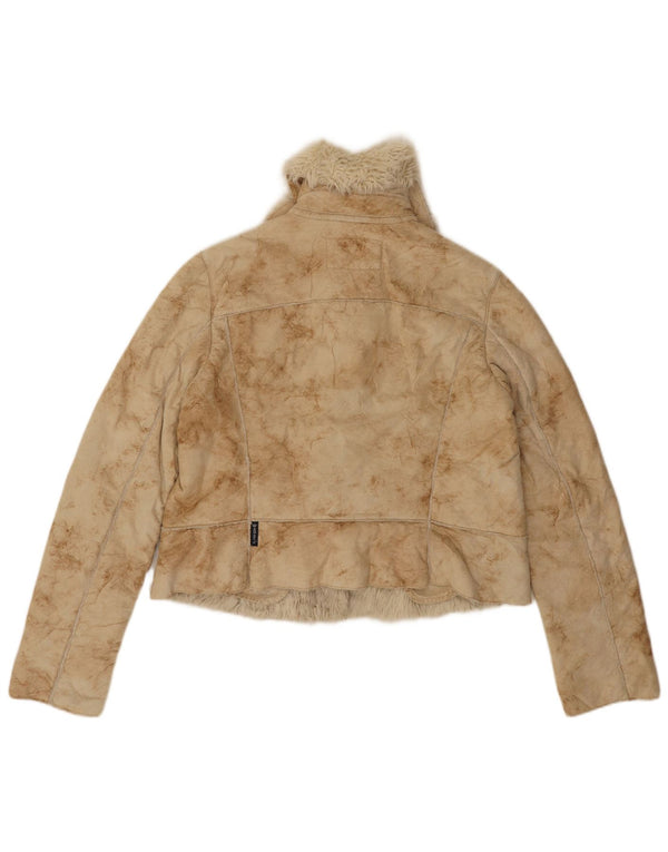 Jachetă Sherpa pentru femei Armani Jeans IT 44 Medium Beige Tie Dye Acrylic