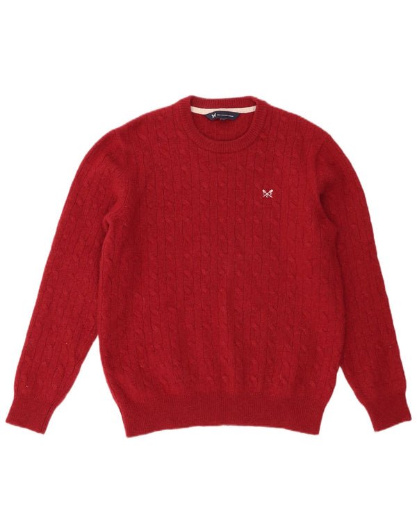 Crew Clothing Pulover pentru bărbați cu gât, lână de miel roșie medie
