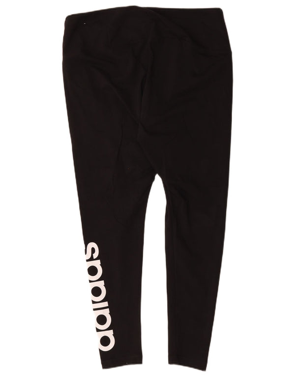 Leggings grafic pentru femei Adidas UK 24/26 2XL Bumbac negru