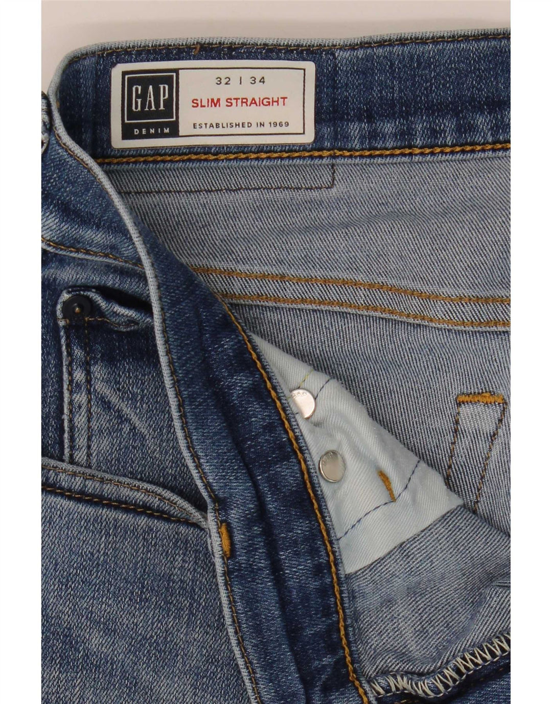 Gap Blugi Distressed Slim Straight pentru bărbați L32 L34 Bumbac albastru