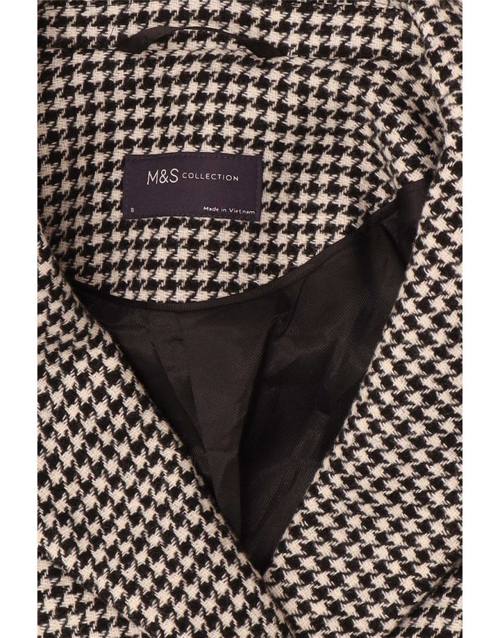 Palton dublu pentru femei Marks & Spencer UK 8 mic negru Houndstooth