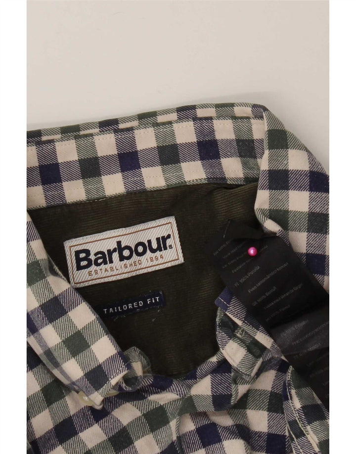 Cămașă de flanel pentru bărbați Barbour, cu croială, din bumbac vichy albastru mediu