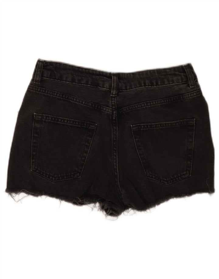 Pantaloni scurți din denim învechit pentru femei Topshop W26, bumbac negru mic