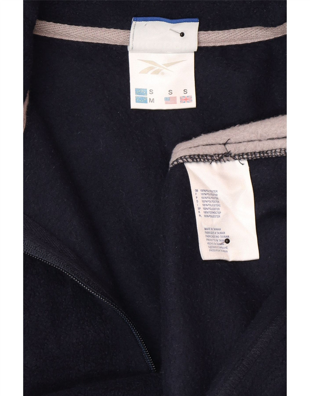 Jumper Reebok pentru bărbați, cu fermoar și gât, din fleece, mic, albastru, poliester color bloc