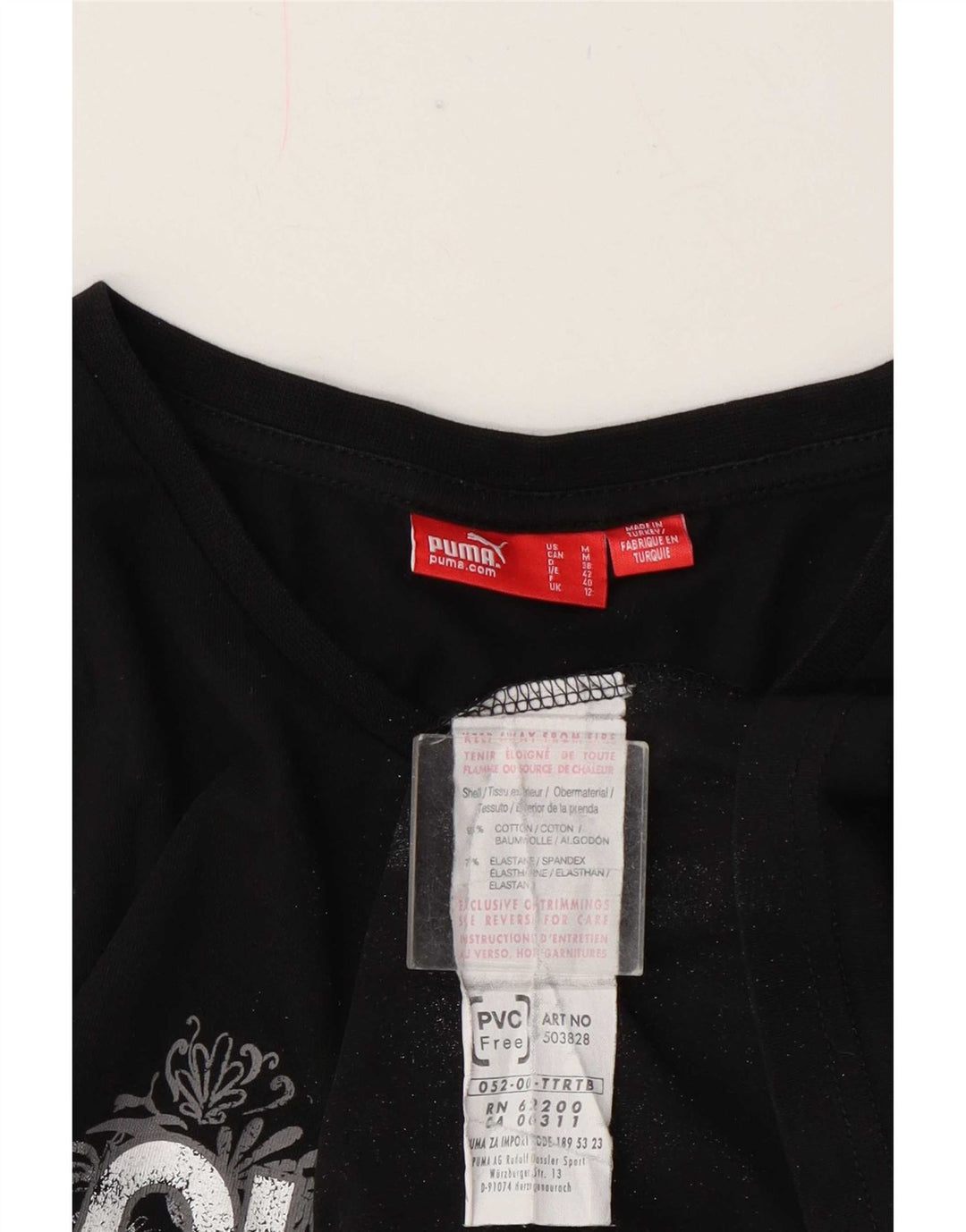 Tricou Puma Regular Graphic pentru femei Top UK 12 Medium Black Bumbac