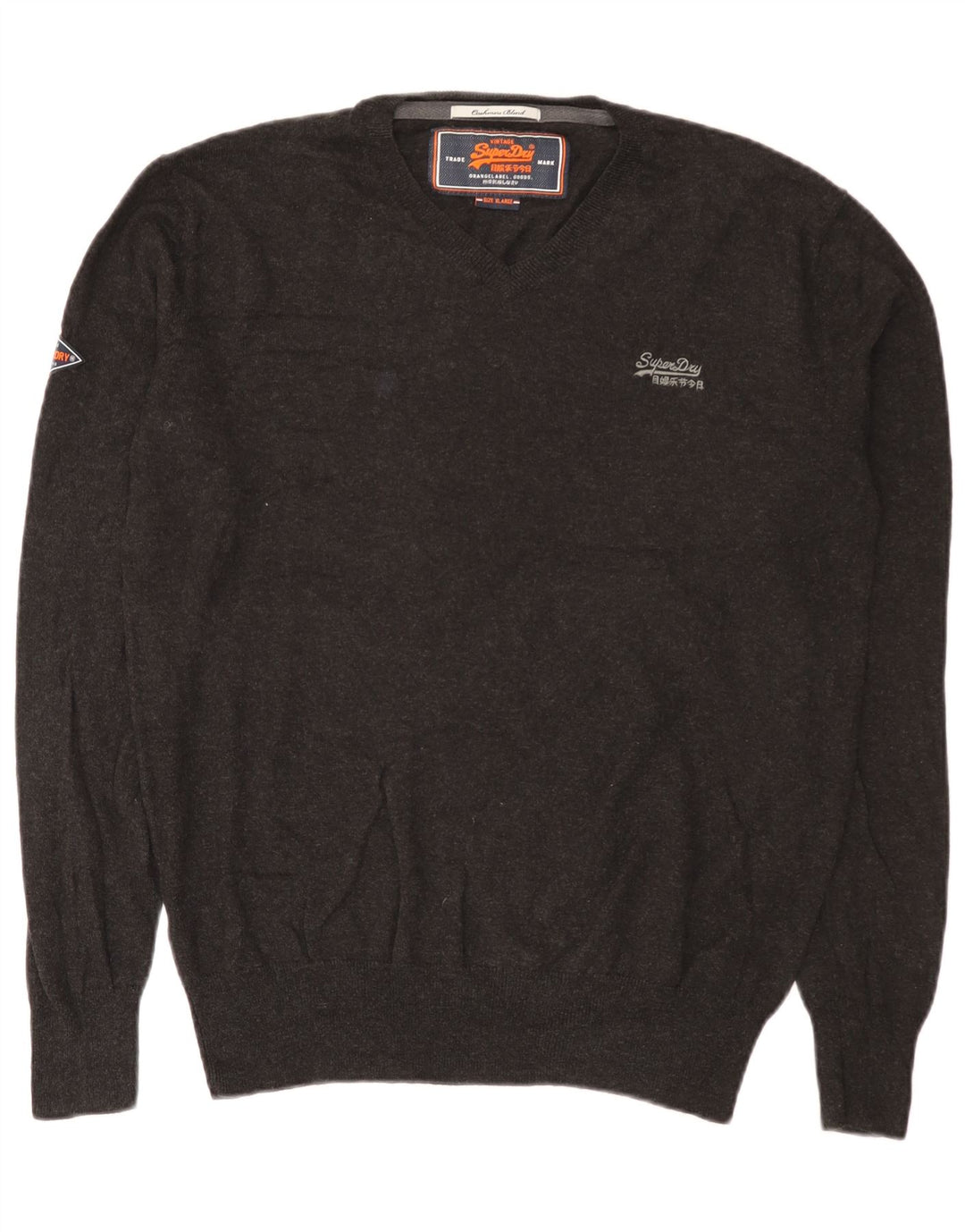 Pulover cu decolteu în V Superdry pentru bărbați, bumbac gri XL