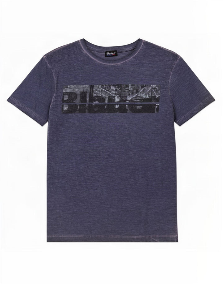 Tricou grafic Blauer pentru bărbați Top Mediu Bleumarin