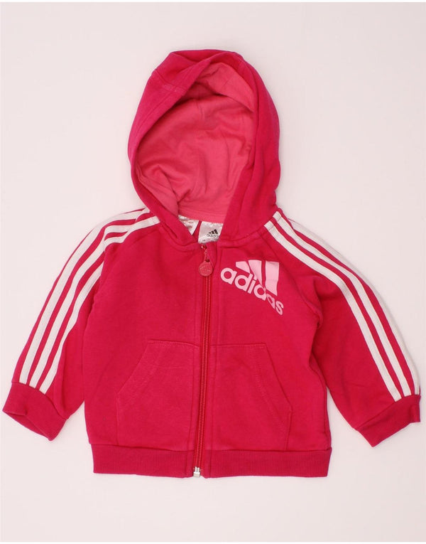 Pulover ADIDAS pentru fetițe, cu grafic, cu capota, 3-6 luni, bumbac roz