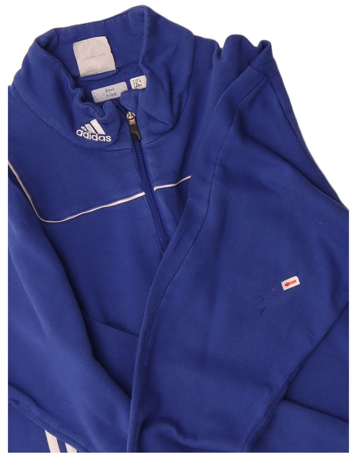 Pulover ADIDAS pentru bărbați, cu fermoar și gât, UK 48/50 XL Albastru