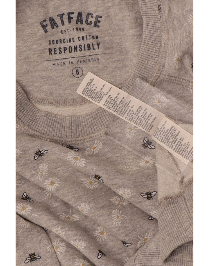 FAT FACE Pulover pentru damă, UK 6 XS, bumbac floral, gri