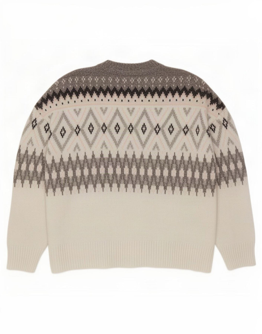Pulover pentru bărbați Marks & Spencer, cu gât crew, XL, poliester Fair Isle gri