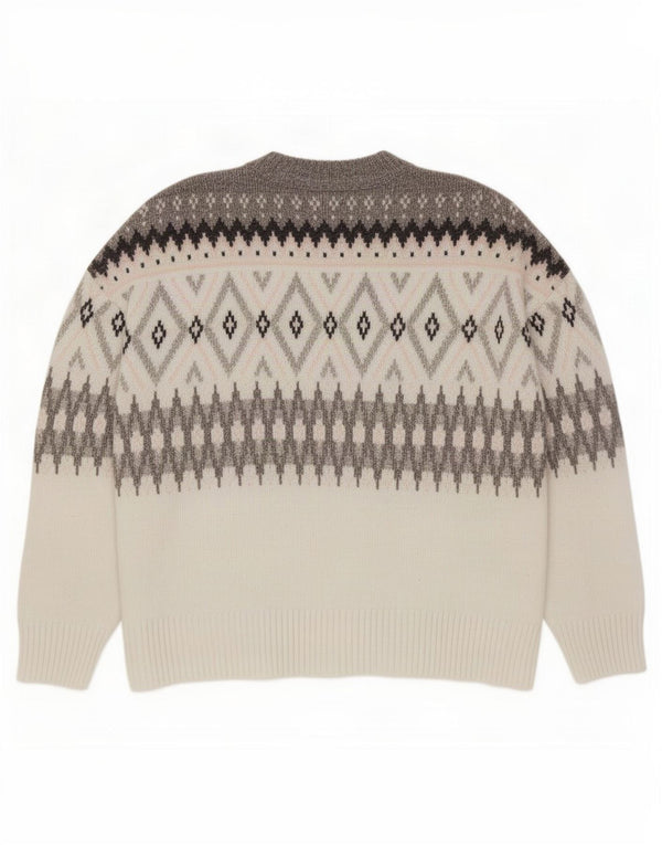 Pulover pentru bărbați Marks & Spencer, cu gât crew, XL, poliester Fair Isle gri