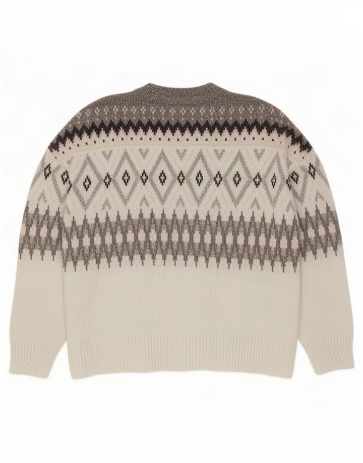 Pulover pentru bărbați Marks & Spencer, cu gât crew, XL, poliester Fair Isle gri