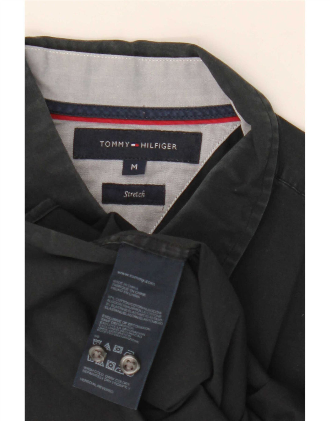 Cămașă Tommy Hilfiger pentru bărbați, bumbac mediu negru