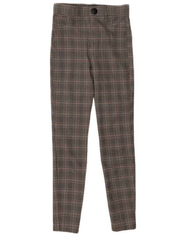 Pantaloni skinny casual pentru femei Zara Mici L26 L27 Viscoză cu carouri gri