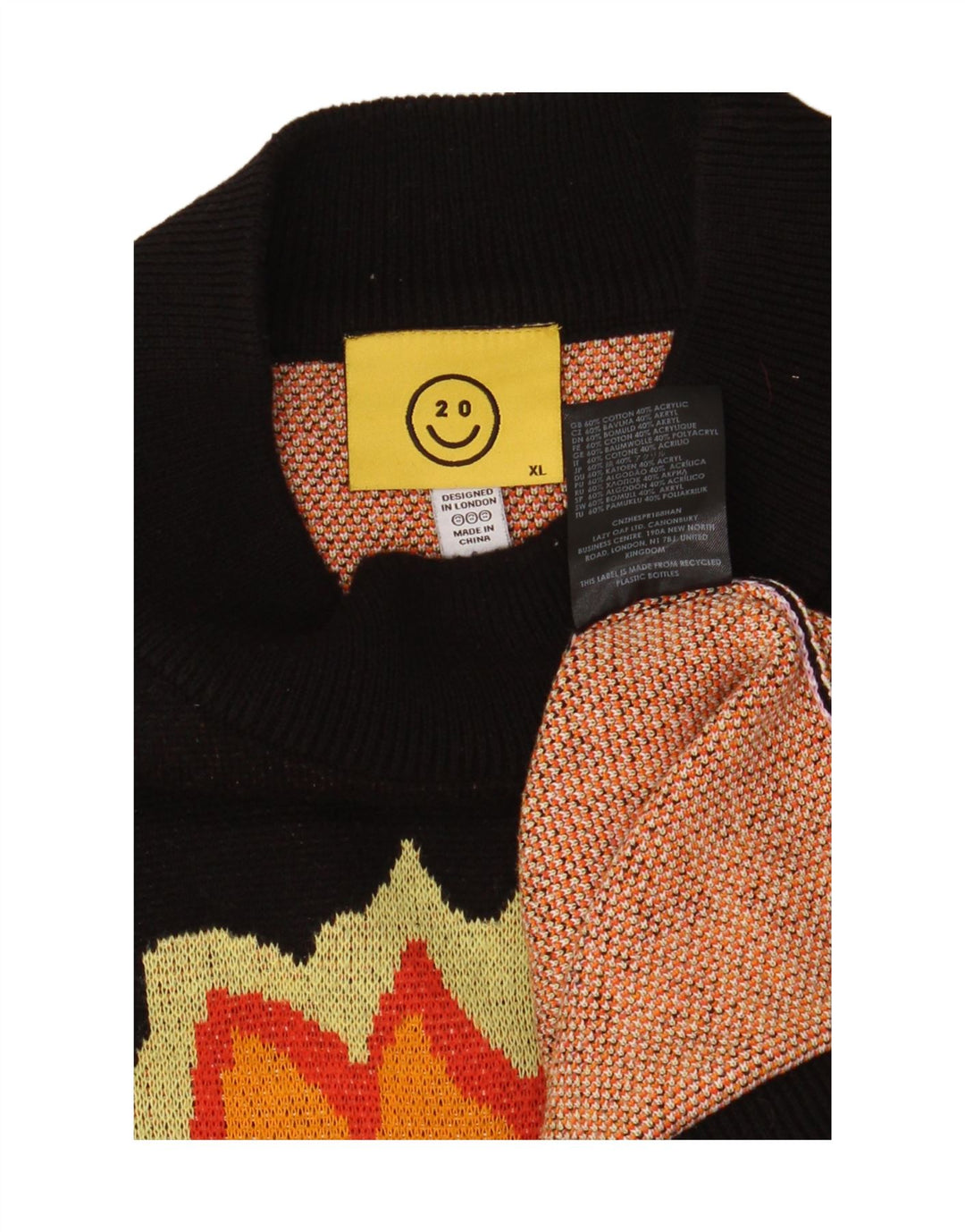 LAZY OAF Pulover pentru bărbați cu craniu supradimensionat cu gât țestoasă, XL, bumbac negru