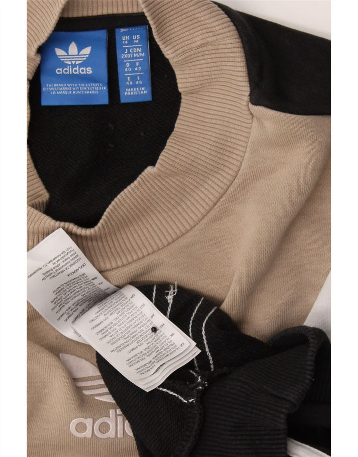 ADIDAS Womens Sweatshirt Jumper UK 14 Medium  Black Colourblock Cotton Vintage Adidas and Second-Hand Adidas from Messina Hembry 
