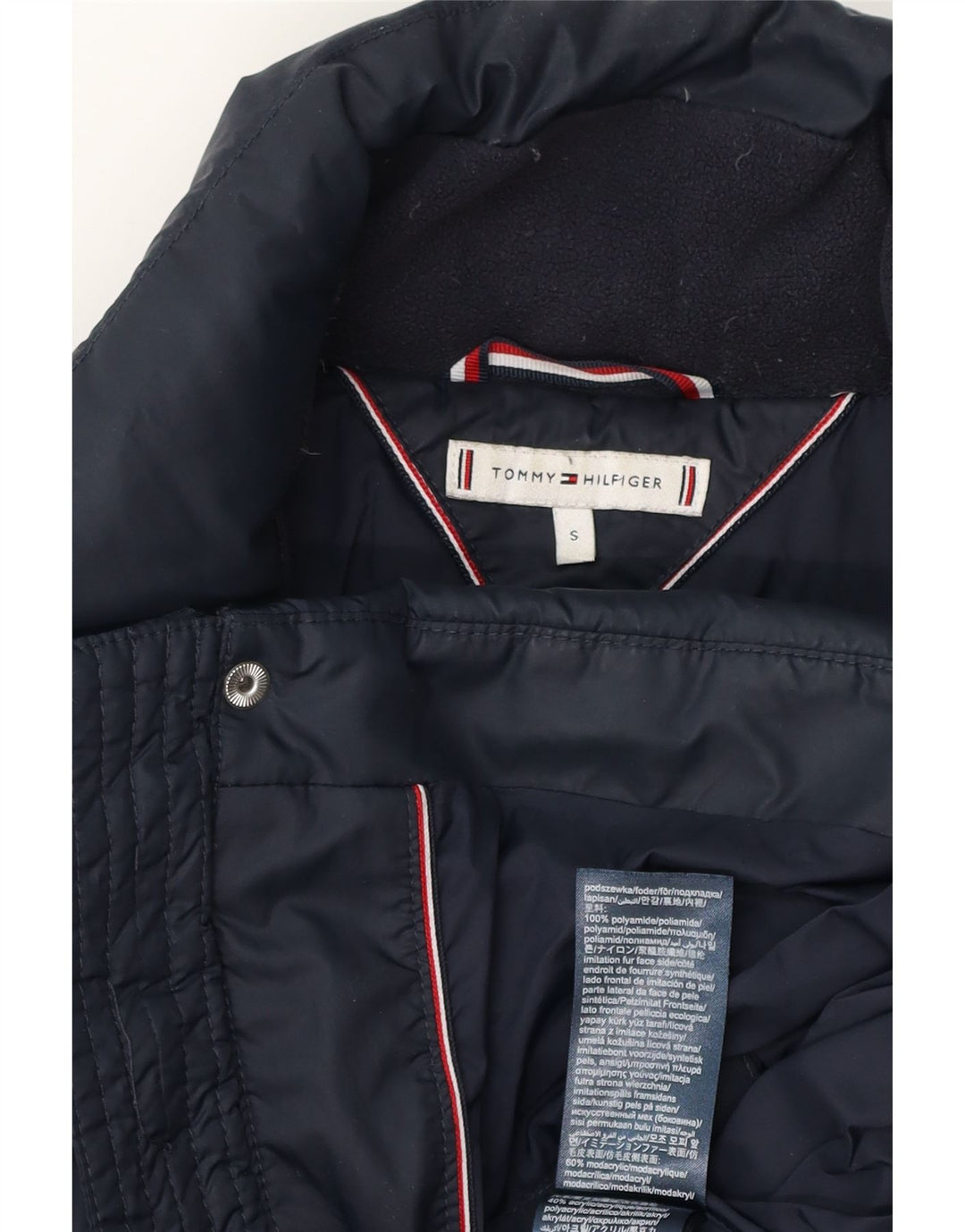 Palton căptușit supradimensionat pentru femei Tommy Hilfiger UK 10 Poliester bleumarin mic