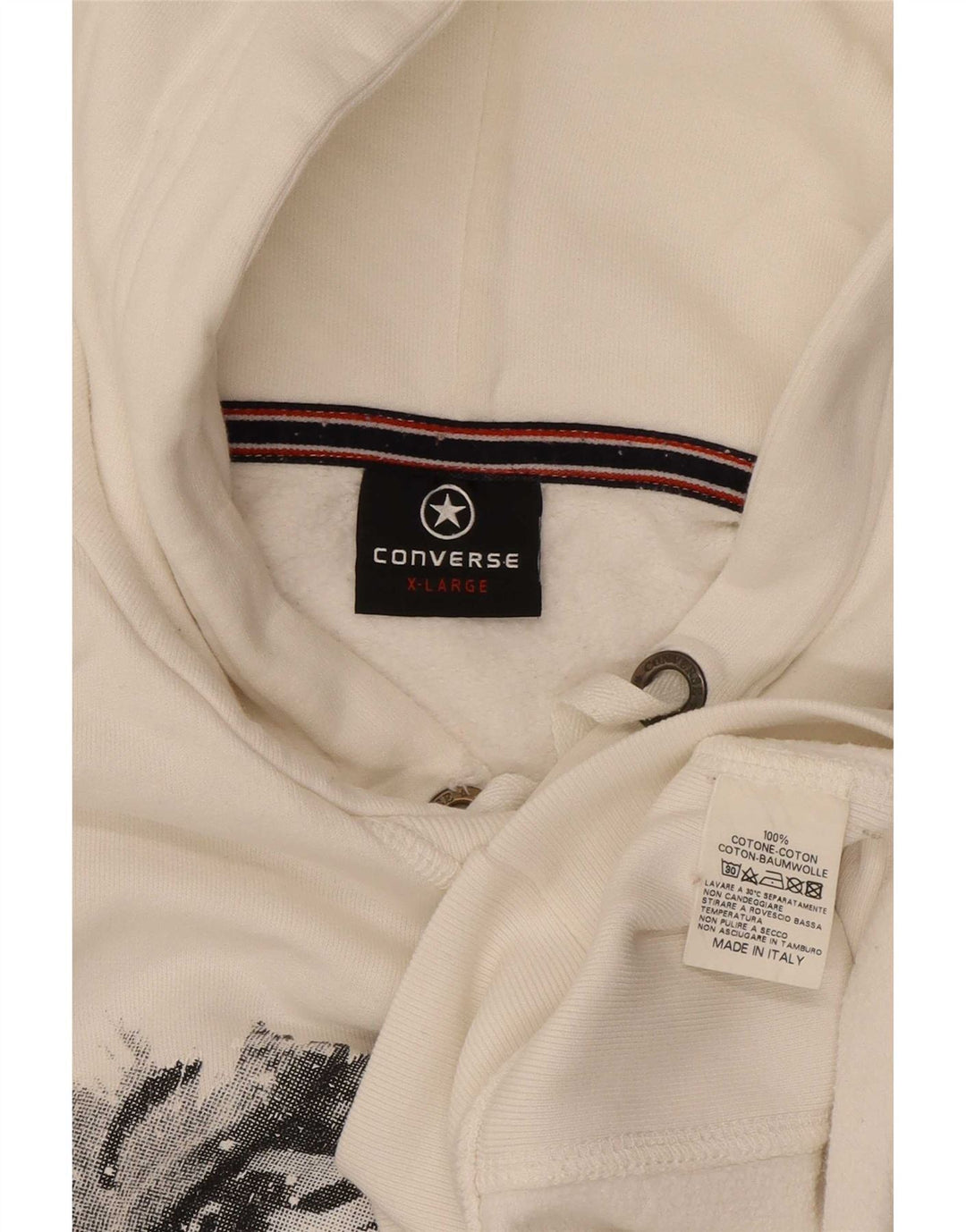 Pulover pentru bărbați Converse Graphic Hoodie XL, bumbac alb