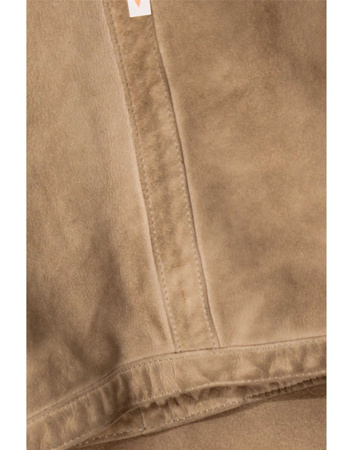 Palton din shearling vintage pentru femei cu mâneci 3/4 UK 14 Bej mediu