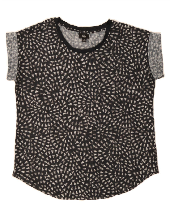 MOSSIMO Womens T-Shirt Top UK 16 Large Black Geometric Polyester Vintage Mossimo and Second-Hand Mossimo from Messina Hembry 