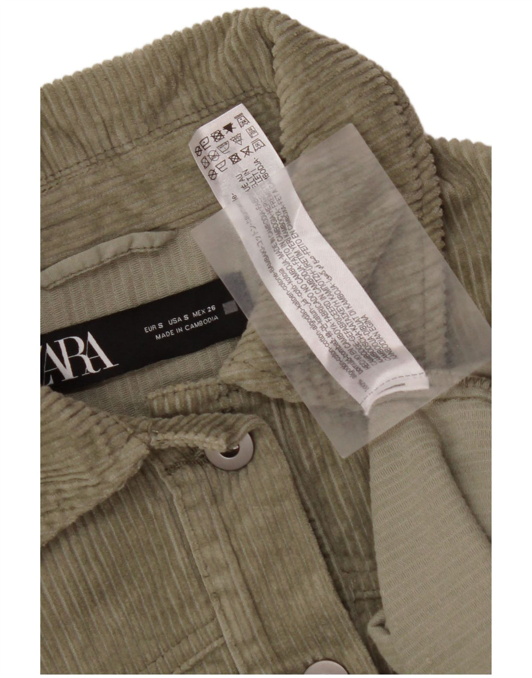 Cămașă oversize din velur pentru femei ZARA UK 10 Bumbac verde mic