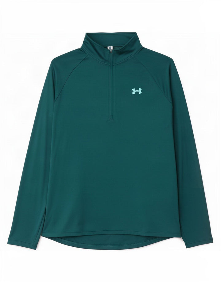 Top cu mânecă lungă Under Armour pentru bărbați, cu fermoar, verde