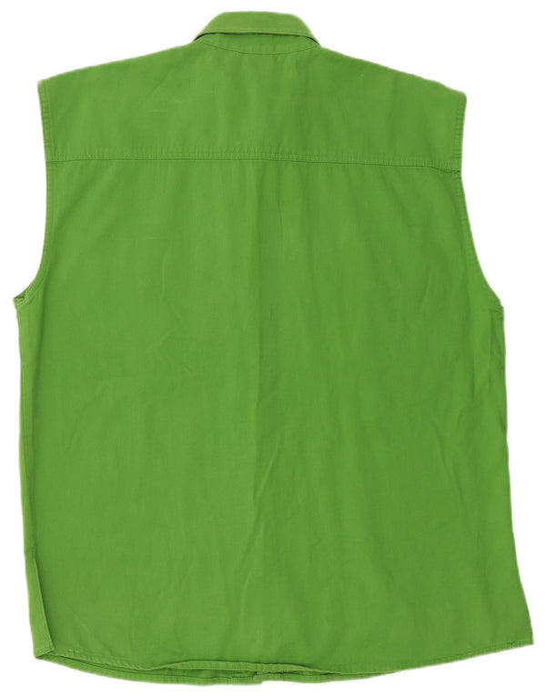 Cămașă supradimensionată fără mâneci vintage pentru femei EU 40 bumbac verde mediu