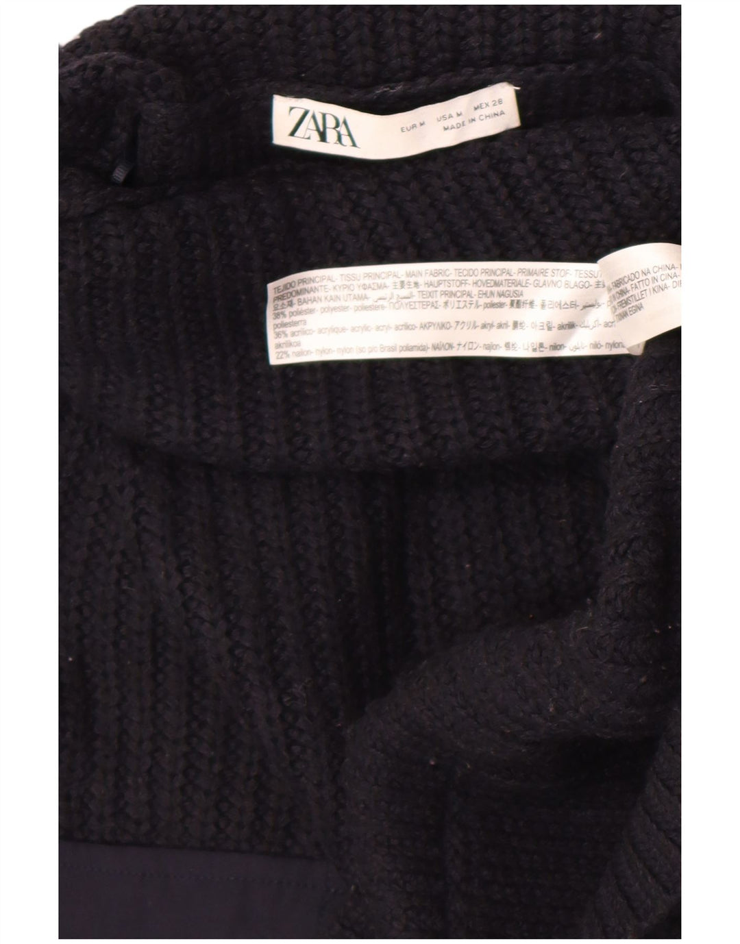 Pulover oversized cu gât rulat Zara pentru femei UK 14 Medium Negru