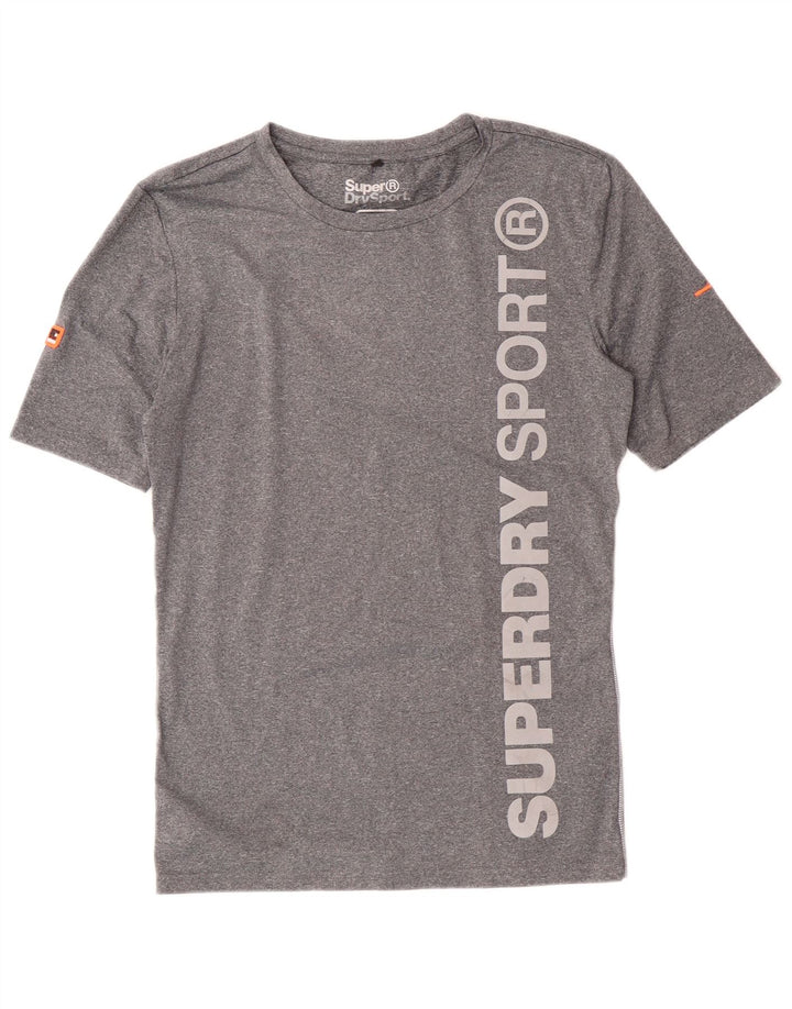Tricou grafic Superdry pentru femei Top UK 14 mare, gri poliester cu pături