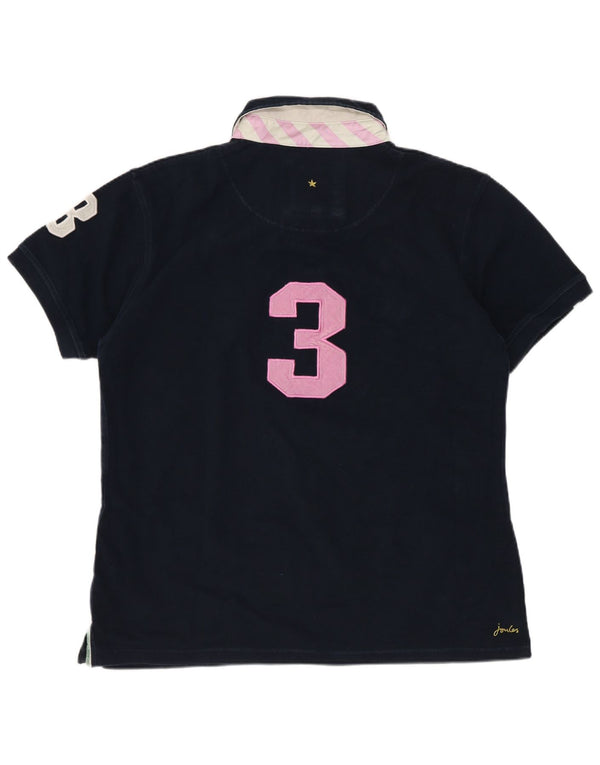 Tricou polo cu grafic pentru femei Joules UK 18 XL, bumbac bleumarin