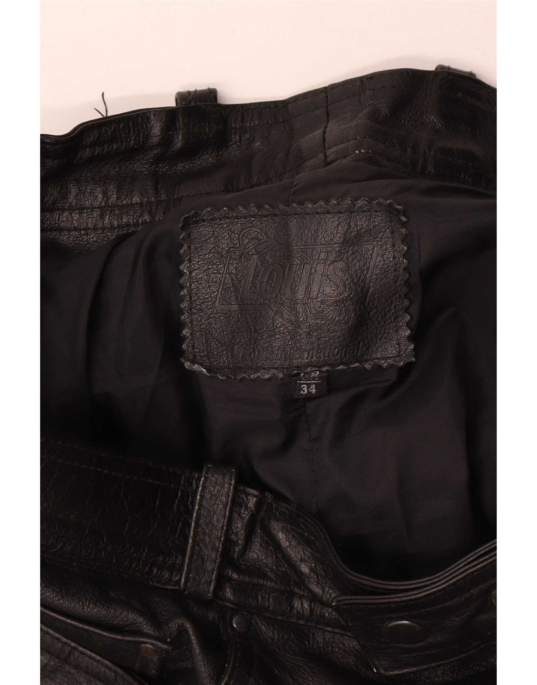 Pantaloni drepti din piele pentru bărbați Louis W34 L30 negri