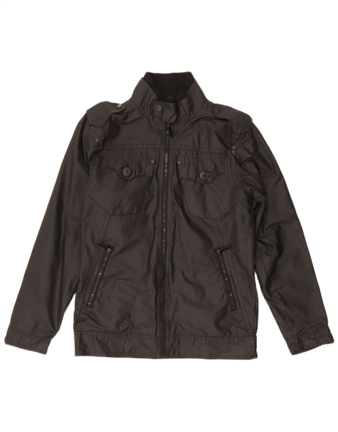 KICKERS Mens Military Jacket UK 36 Small Black Cotton