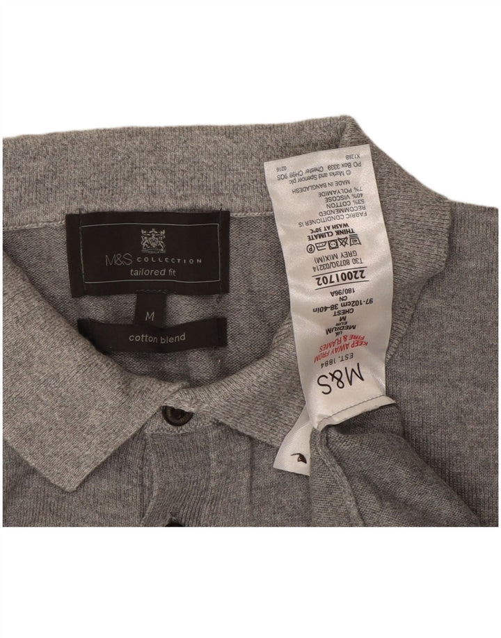 Pulover pentru bărbați Marks & Spencer, croit, cu gât polo, gri mediu