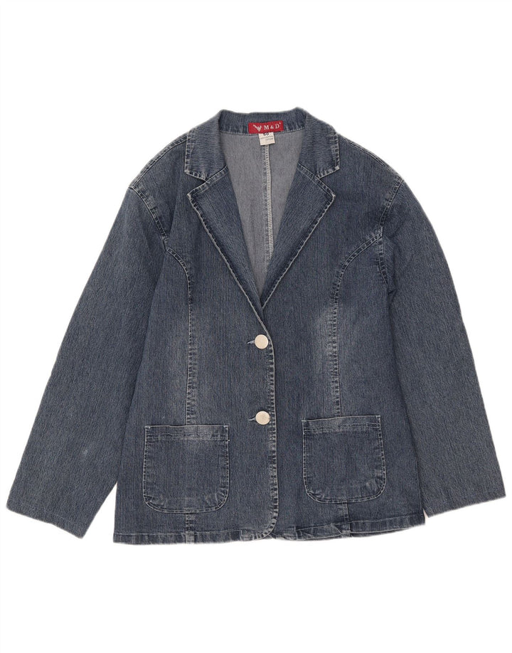 Jachetă vintage pentru femei din bluz cu 2 nasturi IT 50 XL bumbac albastru