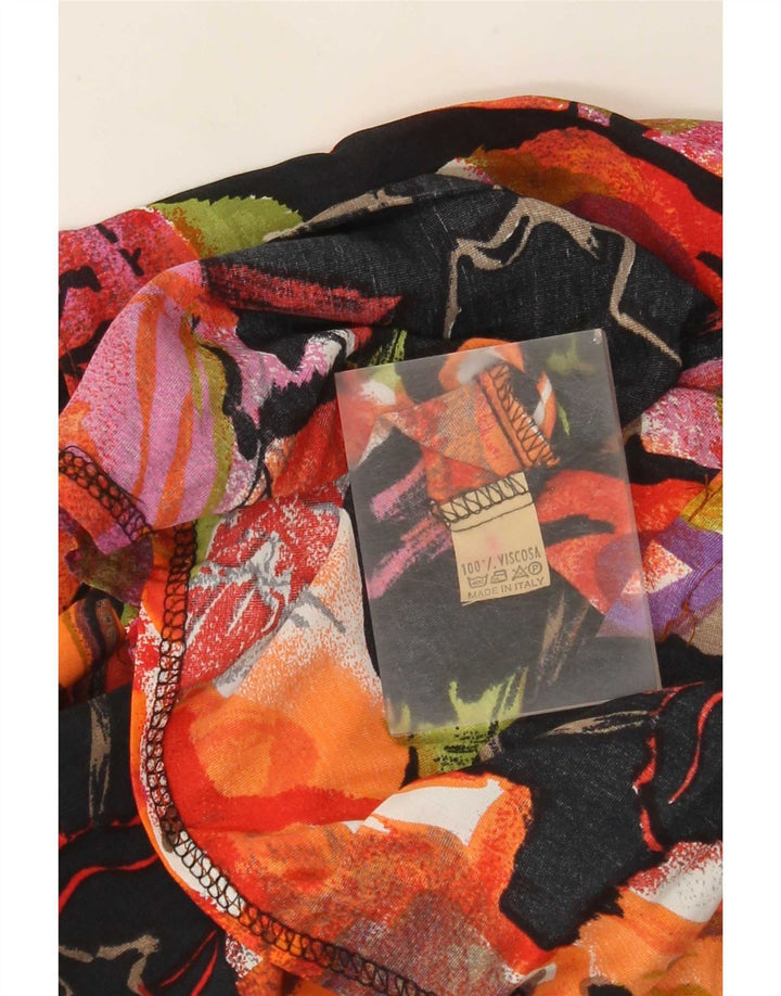 Bluză de cămașă cu model abstract pentru femei vintage UK 10 mic multicoloră