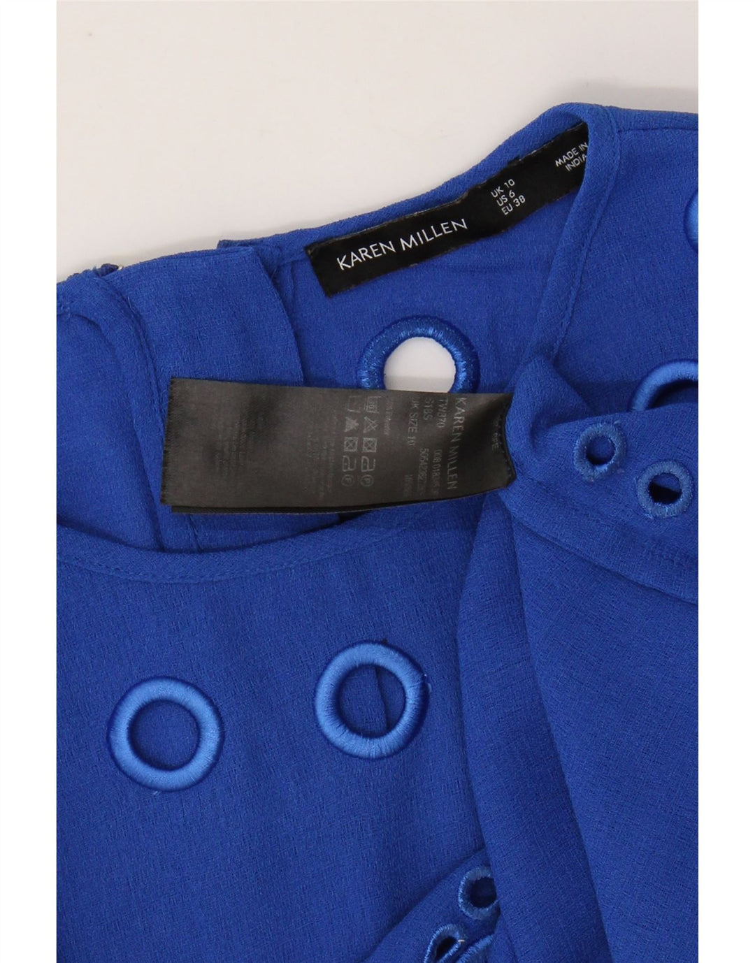 KAREN MILLEN Top bluză supradimensionată pentru femei UK 10 Poliester albastru mic