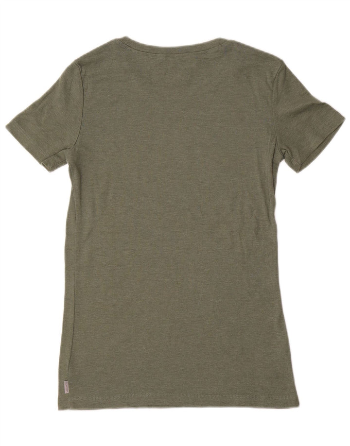 EDDIE BAUER Tricou pentru femei Top UK 10 Small Khaki Bumbac