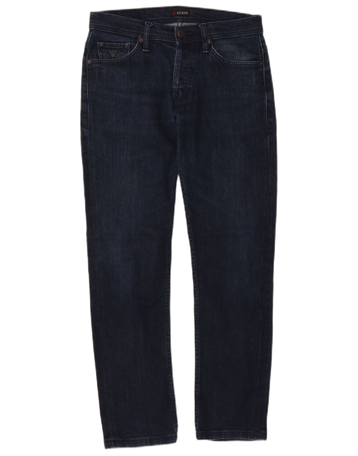 Blugi slim pentru bărbați GUESS W29 L28 bumbac bleumarin