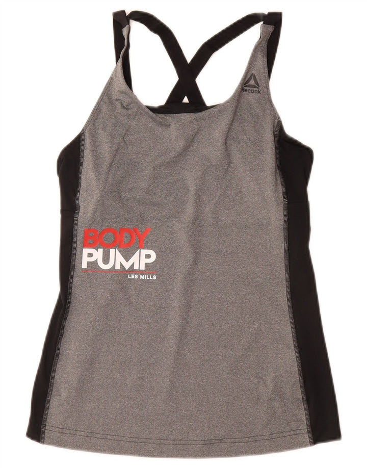 REEBOK Les Mills Graphic Vest Top pentru femei UK 4/6 XS Gri Colorblock