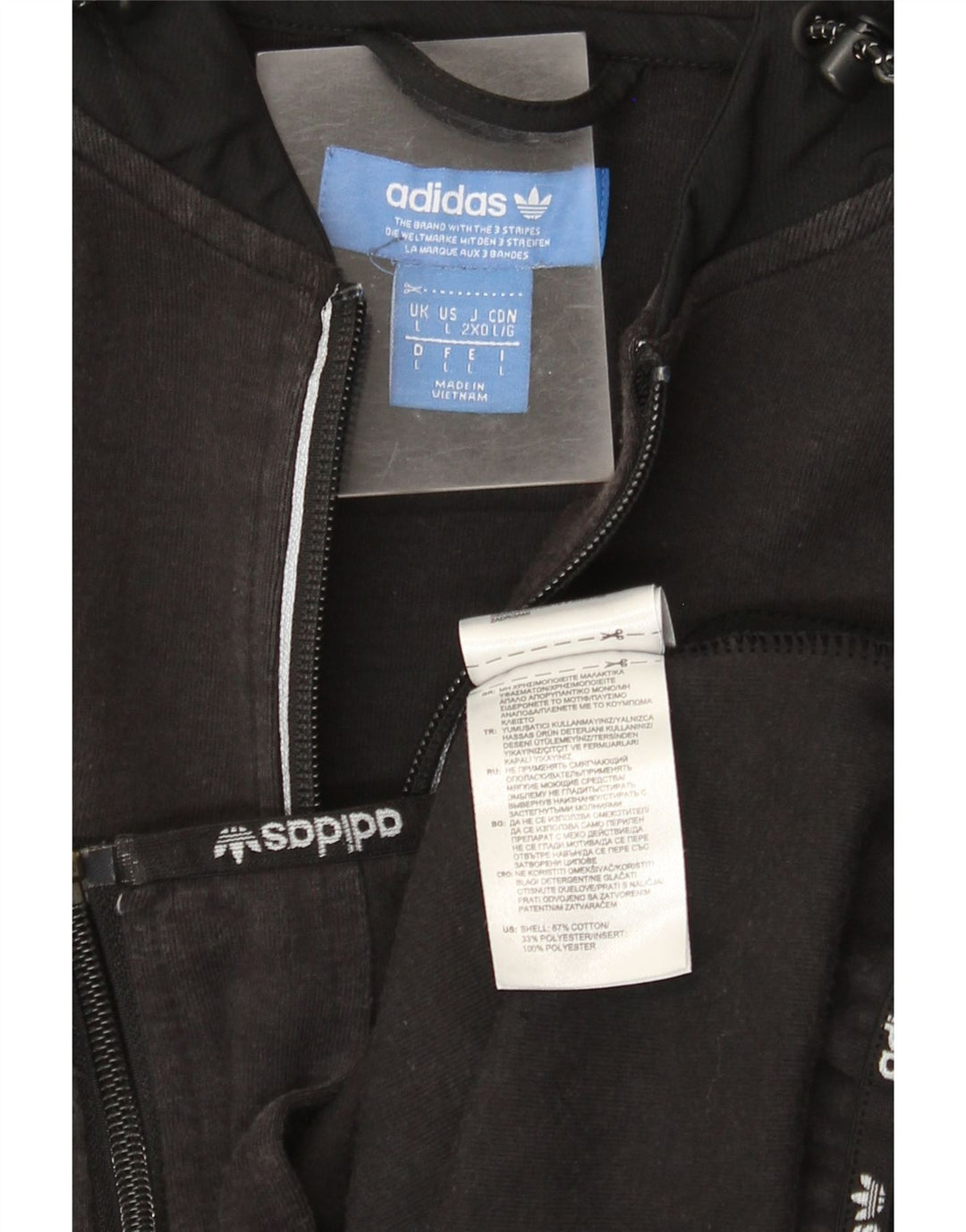 Pulover Adidas pentru bărbați, cu fermoar, bumbac mare, negru